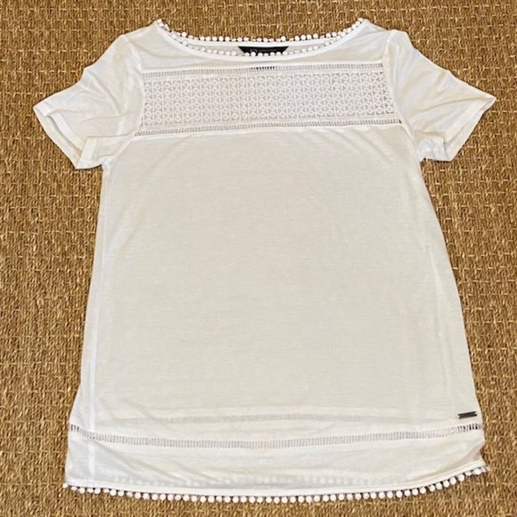 A/X Armani Exchange White Short Sleeve Top with Dot Details - Picture 2 of 9